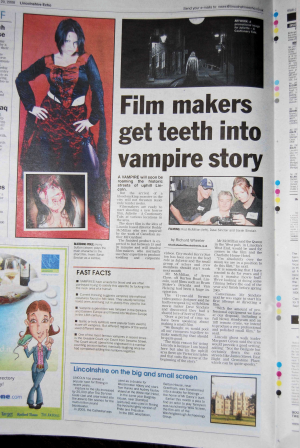 Lincolnshire Echo, Oct 20 2008 with headline: Filmakers get teeth into vampire story